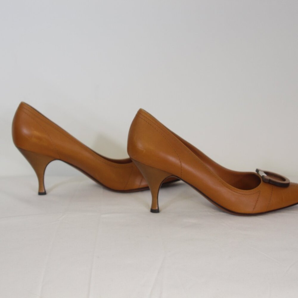 Salvatore Ferragamo Cheyenne Natural Calf Heels 9.5B w/ Box Y2K - Picture 8 of 12
